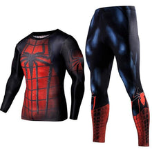 Load image into Gallery viewer, Men's Compression GYM training Clothes Suits workout Superman jogging Sportswear Fitness Dry Fit Tracksuit Tights 2pcs / sets